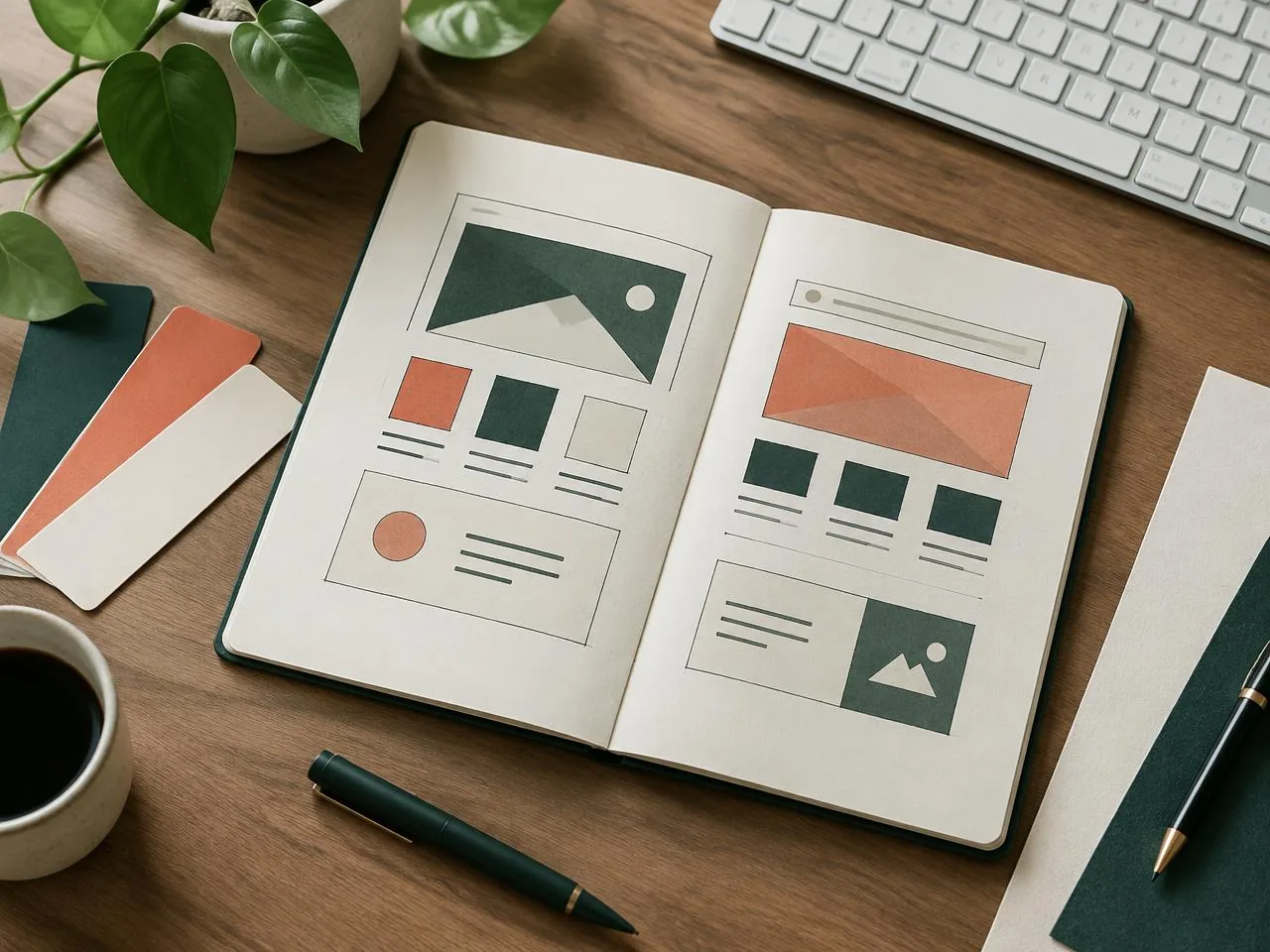 Planning a website layout with sketches